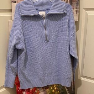 Aerie Light Blue Zip-Up Sweater